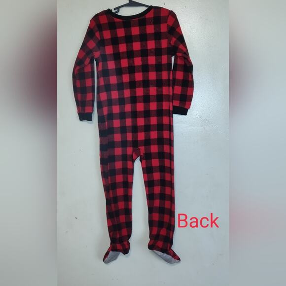 Carter's Footed Footie Pajamas RED BLACK BUFFALO PLAID Polar Bear Lumberjack 5 - Picture 7 of 15